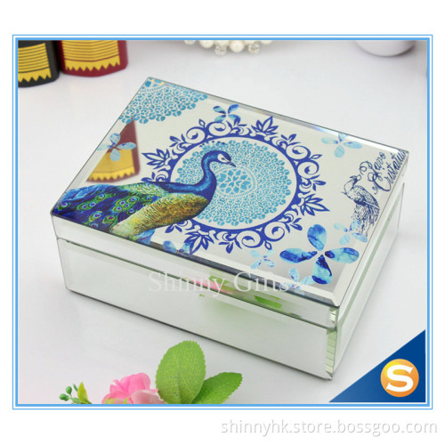 Shinny Gift New Mirrored Jewelry Box Peacock mirror box wholesale mirrored jewelry box